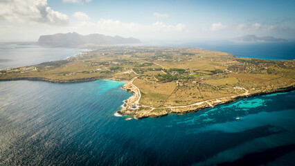 Aerial view of Favignana island in Egadi archipelago in Sicily mediterranean sea Italy  © Michele