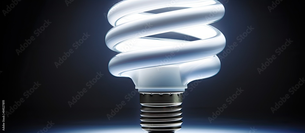 Poster a close up view of a modern tornado style cfl lightbulb providing bright and energy efficient lighti