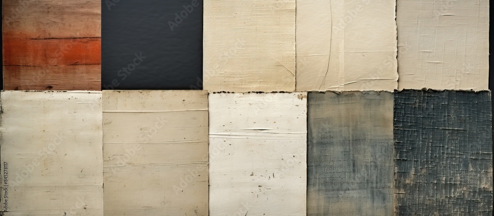 Poster a collection of textures including paper textiles retro pages old book covers rough faded canvas sur
