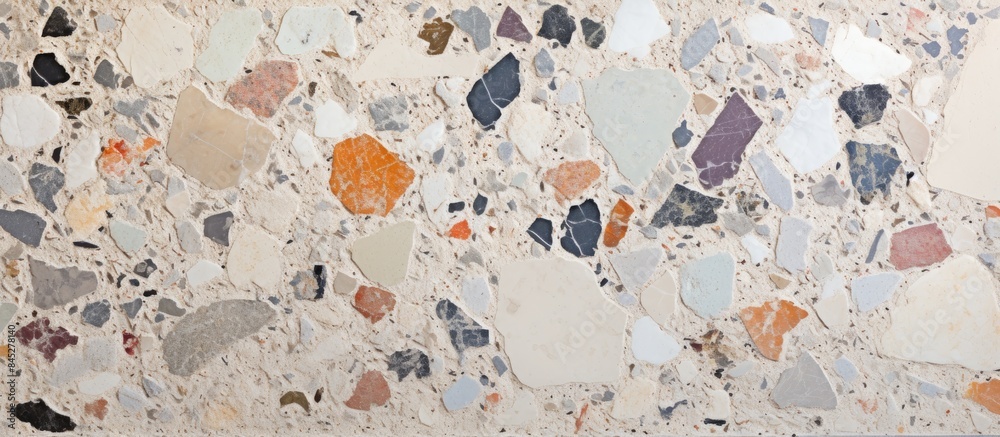 Poster A beautifully textured polished stone wall either terrazzo flooring or aged marble serves as a stunning background for adding text with ample copy space