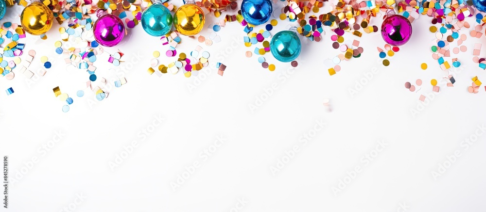 Aufkleber colorful new year s party decorations including multicolored champagne garlands serpentine and confe