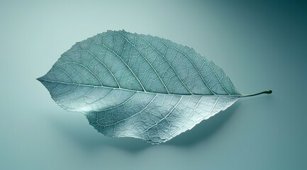  Macro leaf. The structure of a leaf with veins and cells, pale blue gray tones.