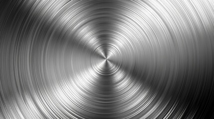 Obraz premium Abstract circular pattern of brushed metal, creating a reflective and textured surface.