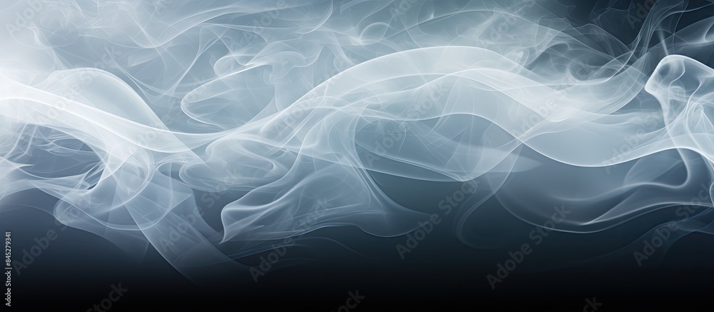Poster Aesthetic black background with a mesmerizing white mist overlay resembling swirling waves of natural motion featuring elements like pollution cigarettes gas and dry ice allowing ample copy space for