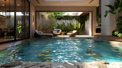 Obraz premium An inviting lawn area equipped with a modern TV setup, surrounded by comfortable seating and ambient lighting 