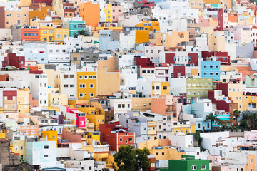 Various colourful houses in Las Palmas de Gran Canaria, Spain