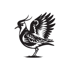 Bold Lapwing Bird Silhouette: Vector Graphics Adding a Touch of Natural Splendor to Your Designs- Lapwing Bird Illustration - Lapwing Bird Vector.