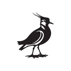 Bold Lapwing Bird Silhouette: Vector Graphics Adding a Touch of Natural Splendor to Your Designs- Lapwing Bird Illustration - Lapwing Bird Vector.