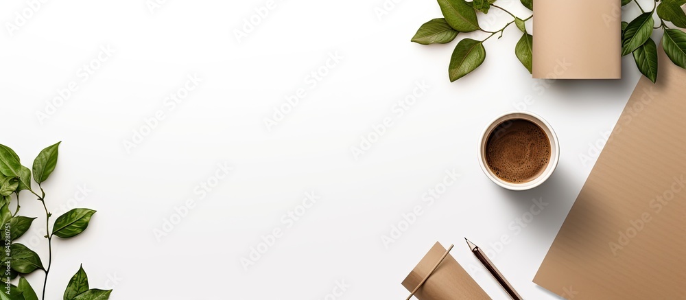 Aufkleber minimalistic eco themed flatlay of a brown design office setup featuring recycled stationery coffee 