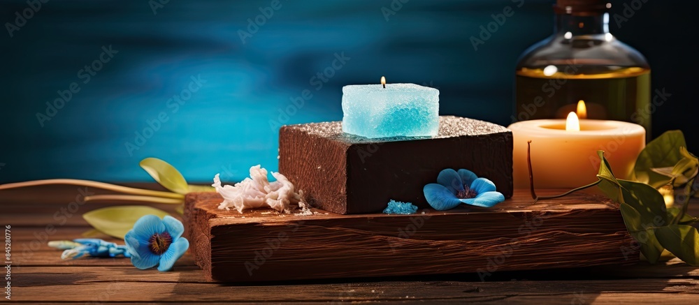 Aufkleber spa relaxation and wellness procedures captured in an aesthetic still life featuring a handmade soap