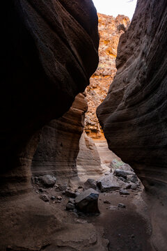 Rocks at cave of Barranco de Las Vacas in Gran Canaria, Spain