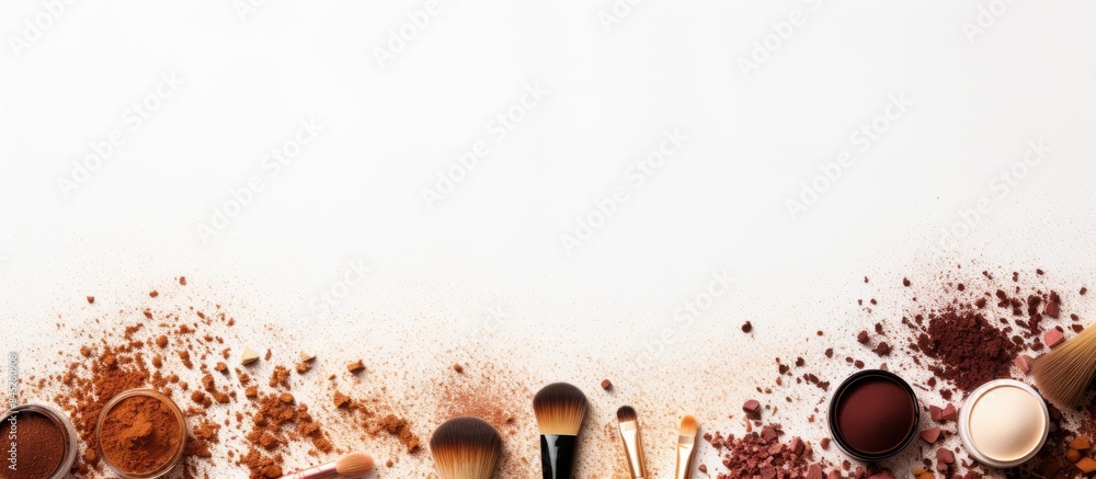 Aufkleber copy space image featuring a flat lay composition on a white background with eyebrow henna professio