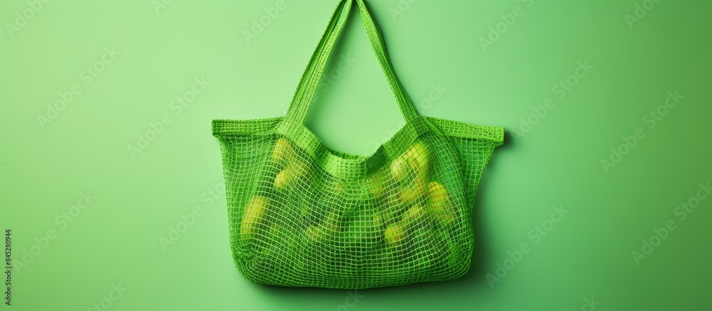 Poster a durable and vibrant ecological mesh bag for carrying and storing products such as greens and other