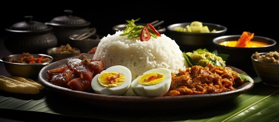 Tapai pulut a traditional Malay food in Asia showcases the essence of traditional cuisine boasting depth of flavor and a visually appealing presentation perfect for photography with its ample copy sp