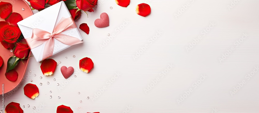 Aufkleber the valentine s day greeting card is adorned with festive red accessories providing a frame for text