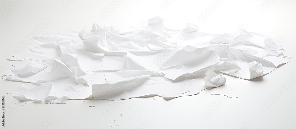 Fototapete there is a paper that has been torn on a white background with copy space for text input the paper i
