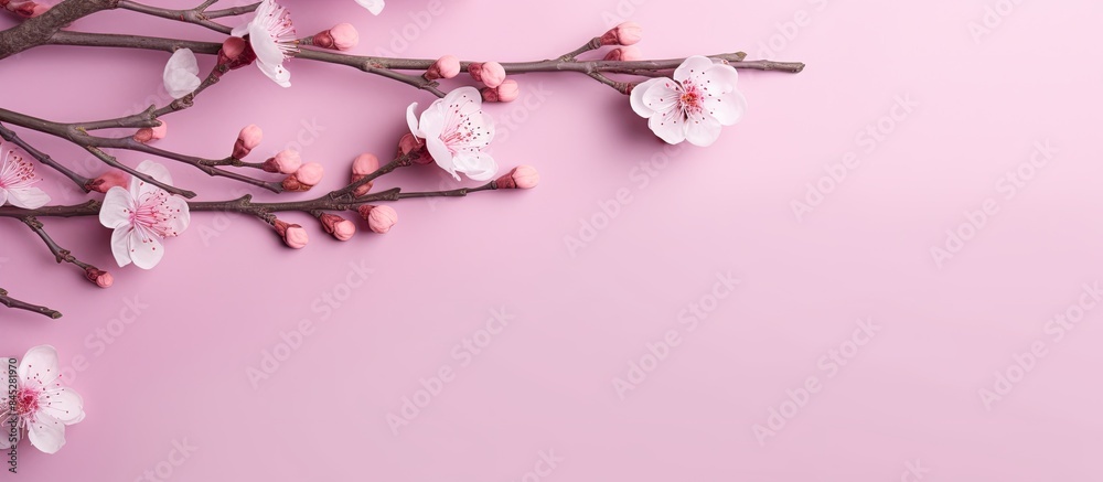 Aufkleber a spring themed composition for easter holidays featuring willow branches on a pastel pink backdrop 