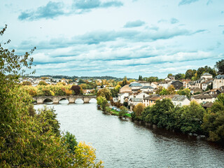 Fototapeta premium Street view of old village Limoges in France