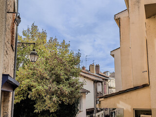 Street view of old village Limoges in France