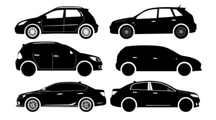 set of cars silhouettes