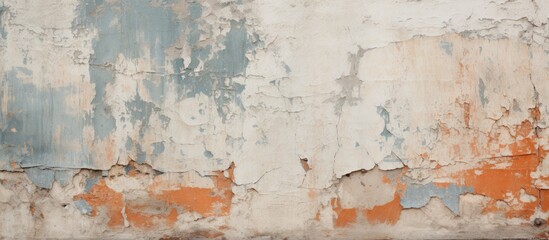 Obraz premium A wall with weathered rough cracked and peeling paint creating a panoramic texture for background and design suitable for a copy space image