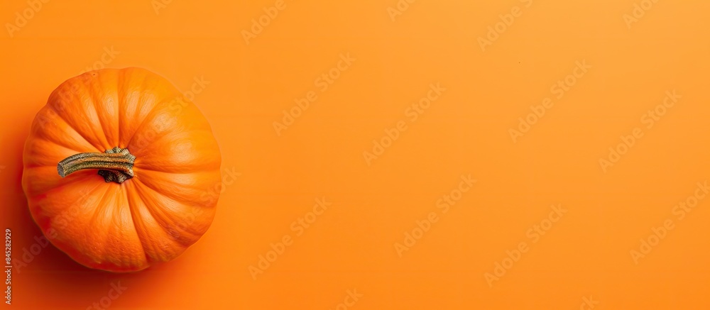 Poster a minimal flat lay view of a halloween background decoration showcasing a jack o pumpkin face on an 
