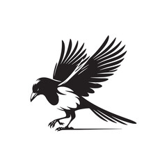 Magpie Bird Silhouette: Vector Illustrations Capturing the Tranquility of the Natural World - Magpie Bird Vector  - Magpie Bird Illustration.