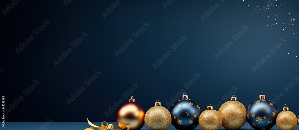 Aufkleber a festive composition for new year and christmas with red and golden balls complemented by a decorat