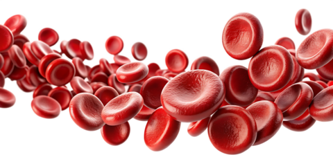 Erythrocytes blood cell stream isolated on white background. png AI GENERATED