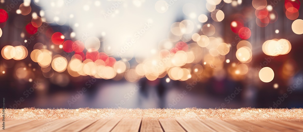 Poster Blurry modern Christmas background with a vibrant color palette Perfect for decorating or adding to any project There is ample copy space in this close up image