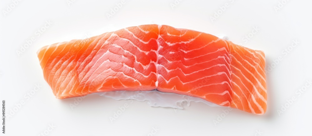 Aufkleber a raw piece of pink salmon a type of seafood is seen in the top view of a copy space image it is a n
