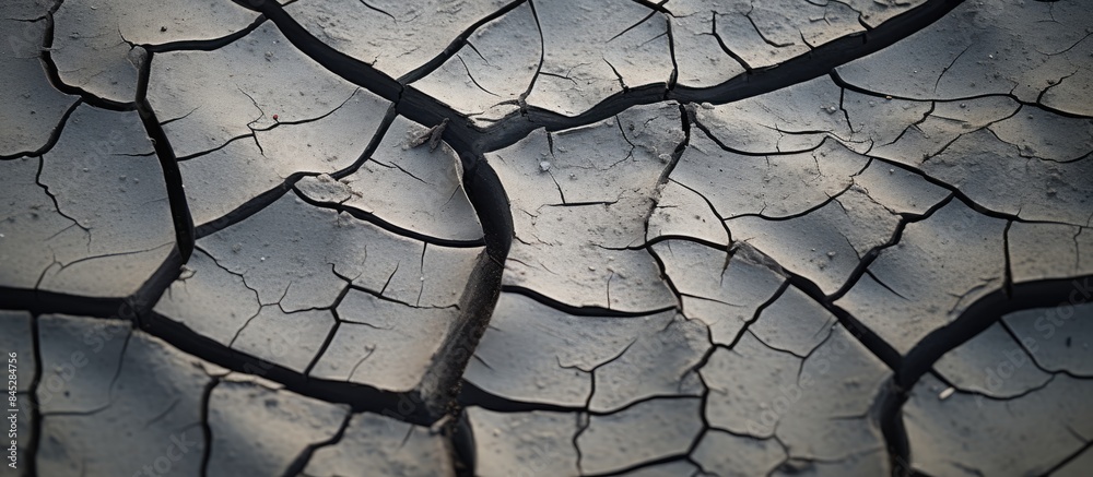 Poster A detailed close up of a crack on the ground with a macro lens capturing all its intricate details The image provides ample empty space for potential copy or captions