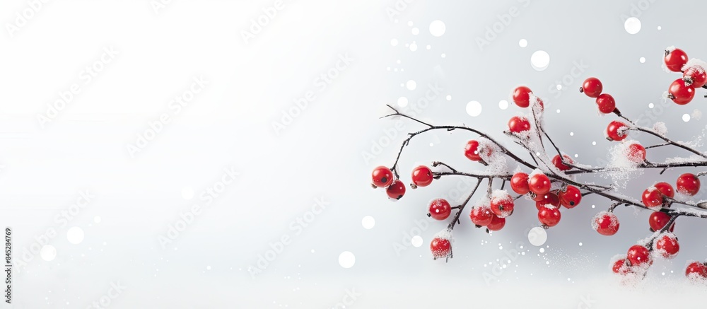 Aufkleber christmas card featuring a festive branch from a christmas tree placed on a white wooden background 
