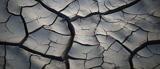 A detailed close up of a crack on the ground with a macro lens capturing all its intricate details The image provides ample empty space for potential copy or captions