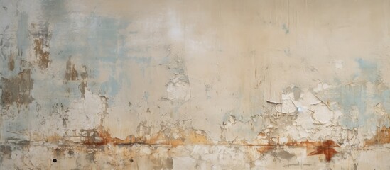 The textured wall displays an aged appearance with crackling plaster and traces of paint exhibiting noticeable cracks and scratches The copy space image vividly captures these details 173 characters