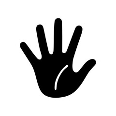 Obraz premium Stop hand icon. Black human hand icon isolated. Vector illustration.