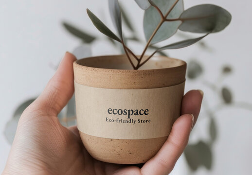Hand Holding Craft Pot Mockup With Generative AI