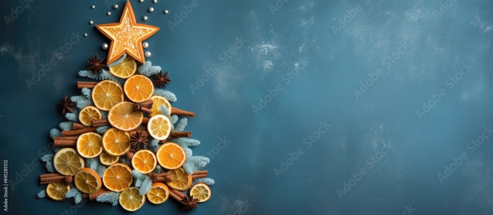 Poster a festive christmas tree made of edible orange slices cinnamon sticks anise stars and cloves decorat