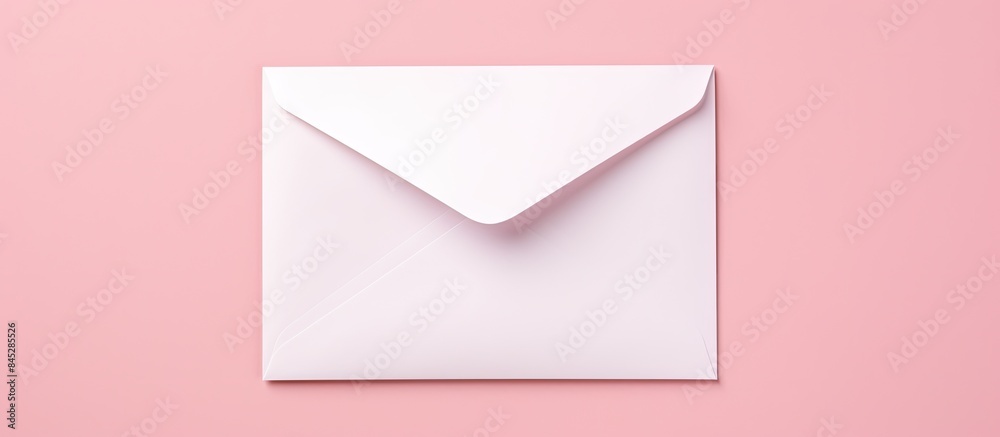 Poster A mock up photo of a white envelope and blank postcard made of craft paper is seen from above in a studio setting The items are isolated on a pink background providing plenty of space for your text o