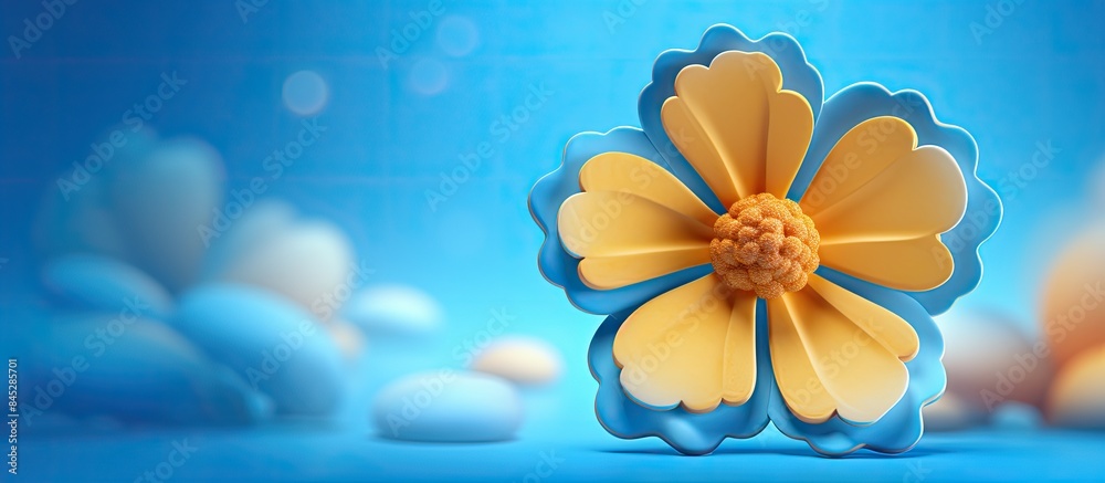 Poster a gingerbread flower with vibrant blue and yellow petals stands out against a colorful background le