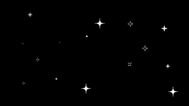 8bitゲーム風かわいいキラキラ星のアニメーション（黒背景）