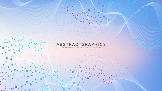 Structure molecule and communication. Dna, atom, neurons. Scientific concept for your design. Connected lines with dots. Medical, technology, chemistry, science background. Vector illustration