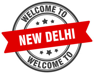 Welcome to New Delhi stamp. New Delhi round sign