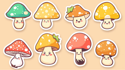 set of mushroom illustration or sticker