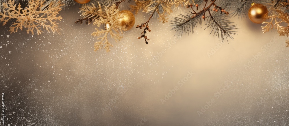 Fototapete festive christmas background with a beautifully decorated fir branch the image has ample copy space 