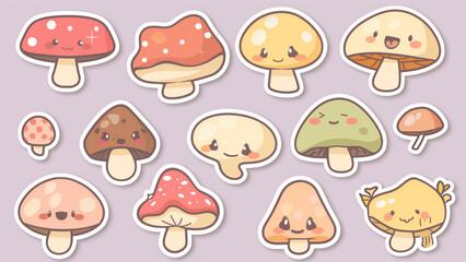 set of mushroom illustration or sticker