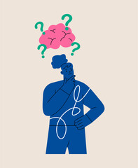 Woman has memories problem. Colorful vector illustration