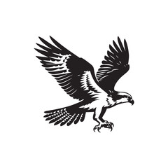 Osprey Bird Silhouette: Vector Graphics Depicting the Agile Flight and Hunting Skills- Osprey Bird Vector - Osprey Bird Illustration.
