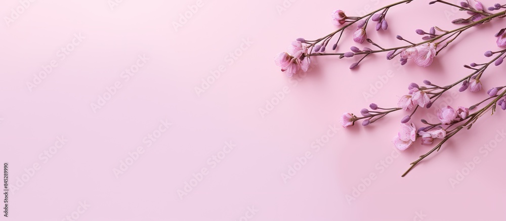 Aufkleber a spring themed composition for easter holidays featuring willow branches on a pastel pink backdrop 