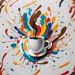 cup of coffee on colorful background